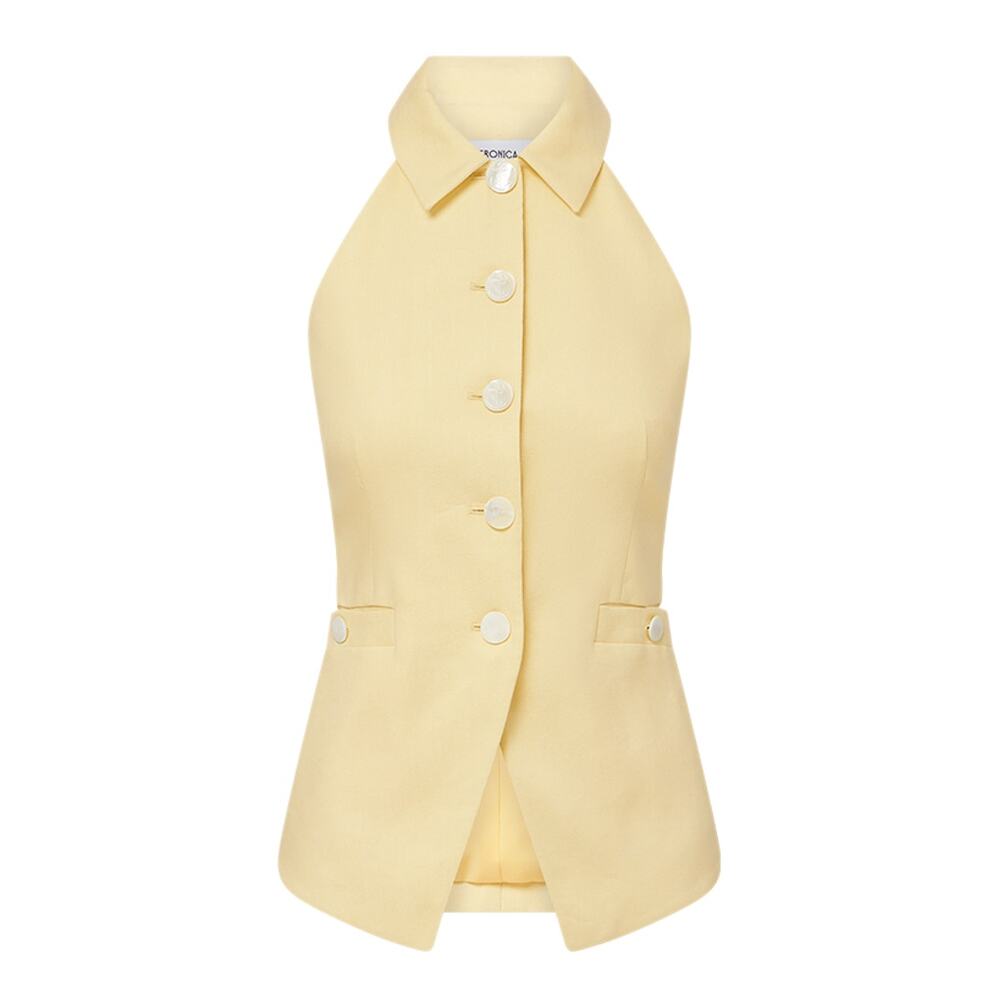 Veronica Beard Orlinda Tailored Halter Vest Size 2 Yellow